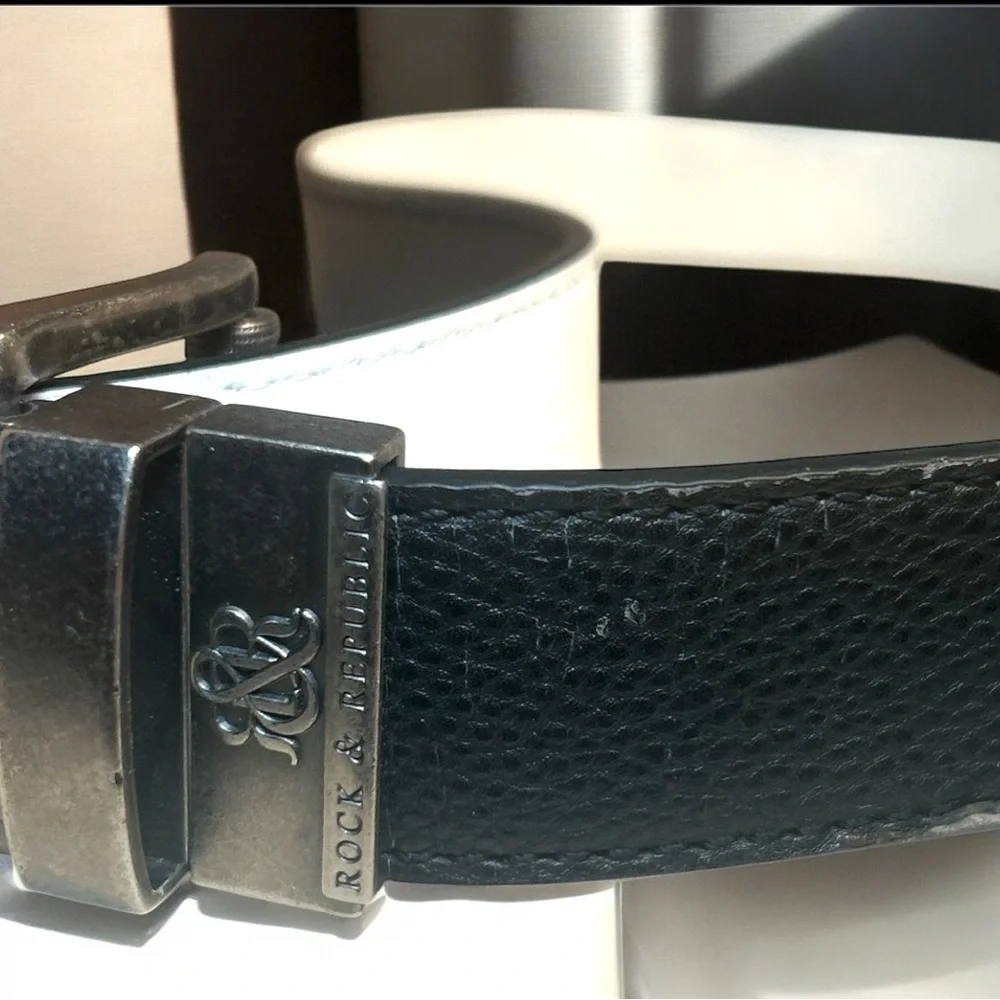 Rock & Republic Black Belt with Silver Buckle for men